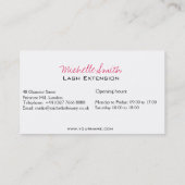 Minimalistische Schwarz-Weiß-Lash-Erweiterung Visitenkarte (Rückseite)