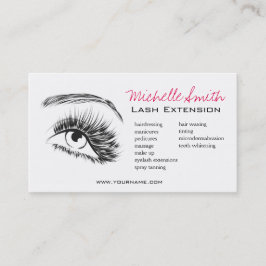 Minimalistische Schwarz-Weiß-Lash-Erweiterung Visitenkarte