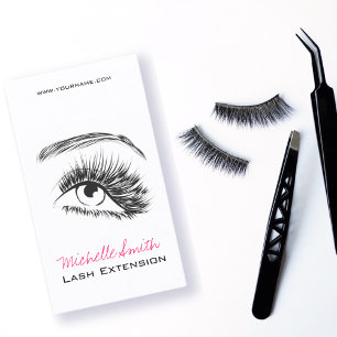 Minimalistische Schwarz-Weiß-Lash-Erweiterung Visitenkarte