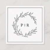 Minimalistische Schwarz-Weiß-Leaf-Hochzeitsdetails Begleitkarte (Rückseite)