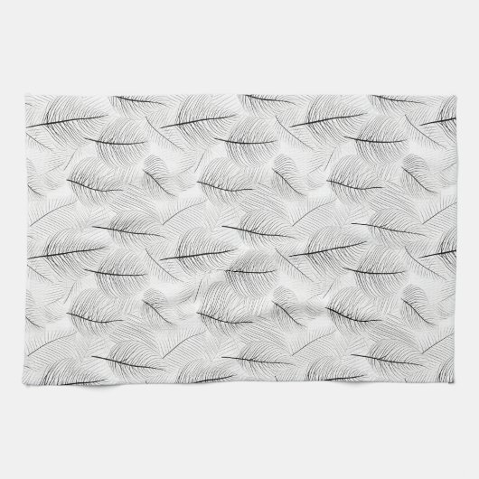 Minimalistische Schwarz-Weiß-Leaf-Linie Künstleris Geschirrtuch (Horizontal)