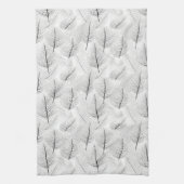 Minimalistische Schwarz-Weiß-Leaf-Linie Künstleris Geschirrtuch (Vertikal)