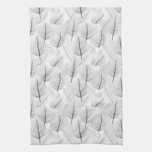 Minimalistische Schwarz-Weiß-Leaf-Linie Künstleris Geschirrtuch (Vertikal)