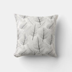 Minimalistische Schwarz-Weiß-Leaf-Linie Künstleris Kissen