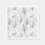 Minimalistische Schwarz-Weiß-Leaf-Linie Künstleris Serviette (Vorderseite)