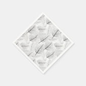 Minimalistische Schwarz-Weiß-Leaf-Linie Künstleris Serviette (Ecke)