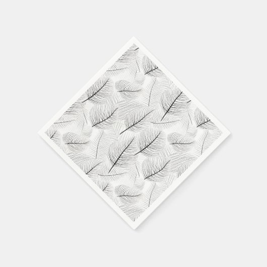 Minimalistische Schwarz-Weiß-Leaf-Linie Künstleris Serviette (Ecke)