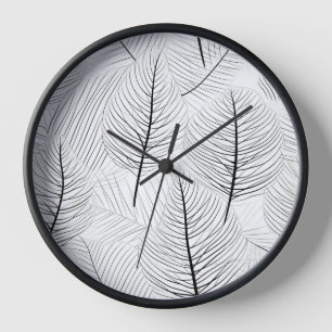 Minimalistische Schwarz-Weiß-Leathan-Linie Kunstma Uhr