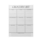 Minimalistische Schwarz-Weiß-Lebensmittelliste Notizblock (Rotiert)