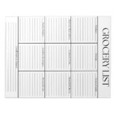 Minimalistische Schwarz-Weiß-Lebensmittelliste Notizblock (Vorderseite)