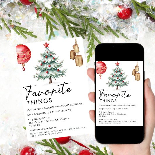 Minimalistische Schwarz-Weiß-Lieblingsings-Dinge Einladung