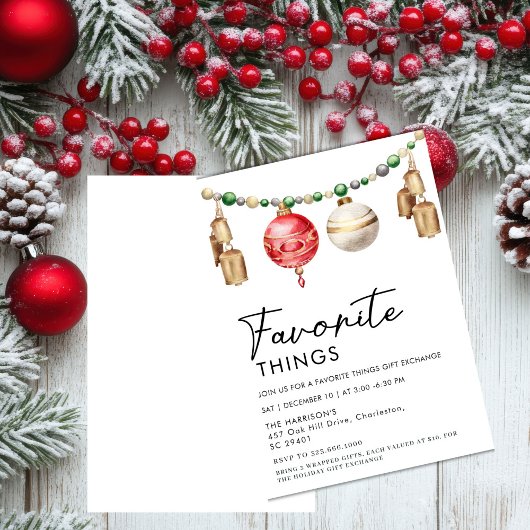 Minimalistische Schwarz-Weiß-Lieblingsings-Dinge Einladung