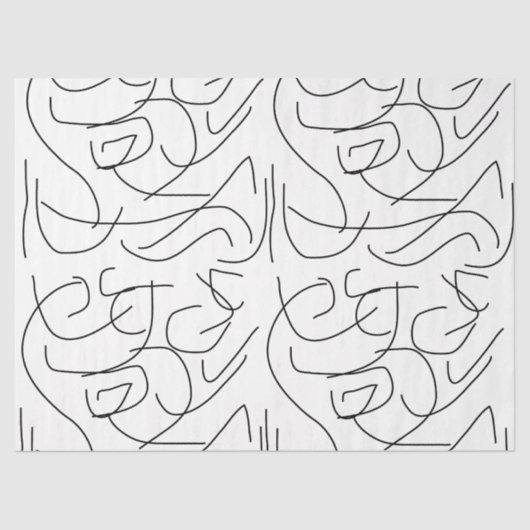 Minimalistische Schwarz-Weiß-Linie Art Seidenpapier (Vorderseite)