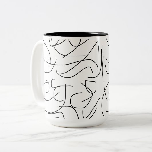 Minimalistische Schwarz-Weiß-Linie Art Zweifarbige Tasse (Vorderseite Links)