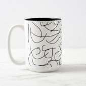 Minimalistische Schwarz-Weiß-Linie Art Zweifarbige Tasse (Links)