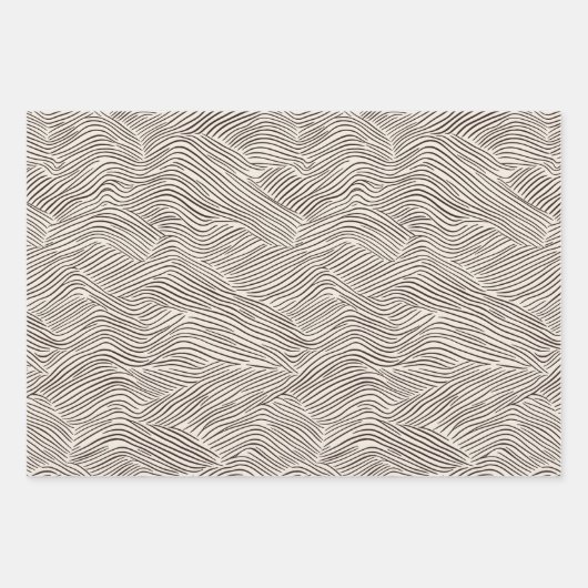 Minimalistische Schwarz-Weiß-Linien Geschenkpapier Set (Vorderseite 3)