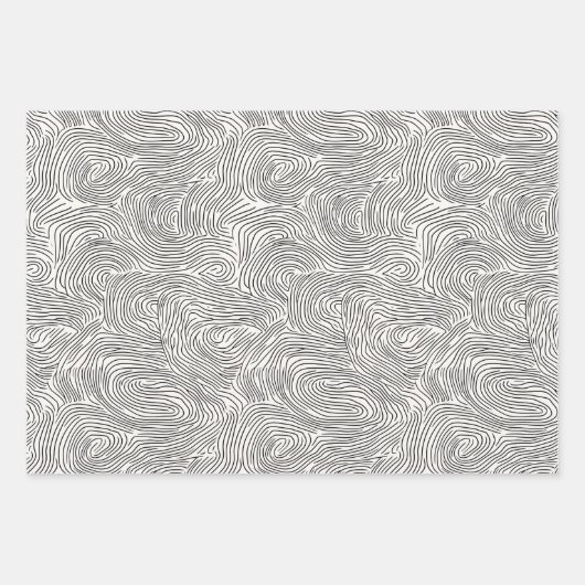 Minimalistische Schwarz-Weiß-Linien Geschenkpapier Set (Vorderseite 2)