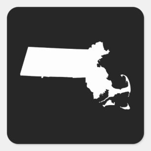Minimalistische Schwarz-Weiß-Massachusetts Quadratischer Aufkleber