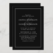 Minimalistische Schwarz-Weiß-Moderne Hochzeit Einladung (Vorne/Hinten)