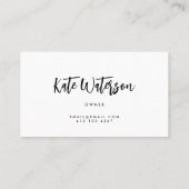 Minimalistische Schwarz/Weiß-Moderne Kalligraphie Visitenkarte (Rückseite)