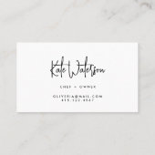 Minimalistische Schwarz/Weiß-Moderne Kalligraphie Visitenkarte (Rückseite)