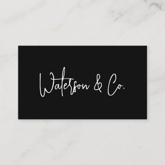 Minimalistische Schwarz/Weiß-Moderne Kalligraphie Visitenkarte (Vorderseite)
