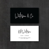 Minimalistische Schwarz/Weiß-Moderne Kalligraphie Visitenkarte