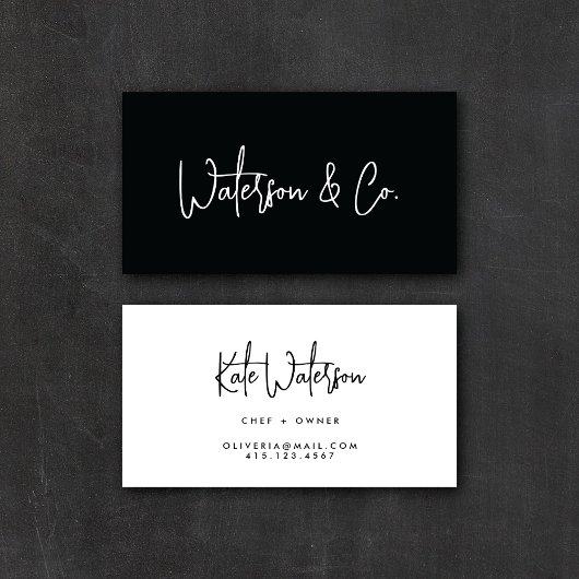 Minimalistische Schwarz/Weiß-Moderne Kalligraphie Visitenkarte