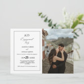 Minimalistische Schwarz-Weiß-Monogram-Engagement-P Einladung (Stehend Vorderseite)