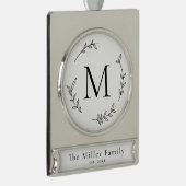 Minimalistische Schwarz-Weiß-Monogramm-Familie - W Banner-Ornament Silber (Rechts)