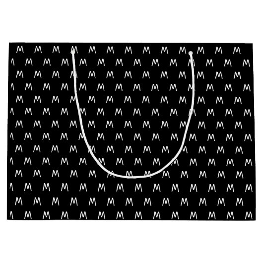Minimalistische Schwarz-Weiß-Monogramm Große Geschenktüte (Vorderseite)
