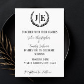 Minimalistische Schwarz-Weiß-Monogramm-Hochzeit Einladung