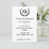 Minimalistische Schwarz-Weiß-Monogramm-Hochzeit Einladung (Stehend Vorderseite)