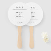 Minimalistische Schwarz-Weiß-Monogramm-Hochzeit Fächer (Vorne und Hinten)