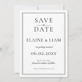 Minimalistische Schwarz-Weiß-Monogramm-Hochzeit Save The Date