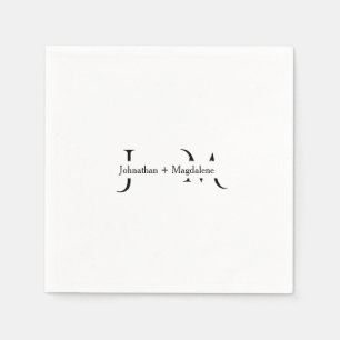 Minimalistische Schwarz-Weiß-Monogramm-Hochzeit Serviette