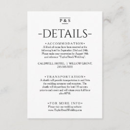 Minimalistische Schwarz-Weiß-Monogramm-Hochzeitsde Begleitkarte