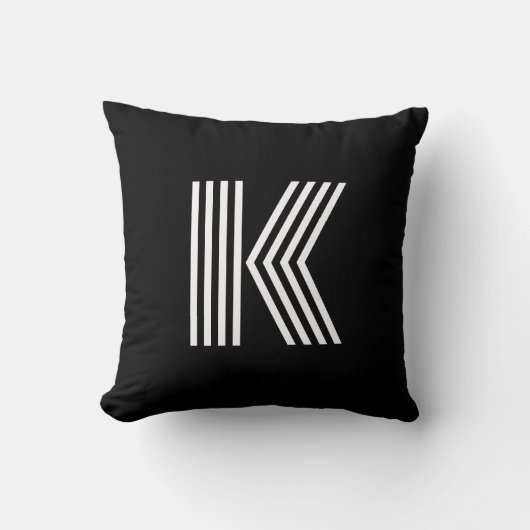Minimalistische Schwarz-Weiß-Monogramm Kissen (Vorderseite)