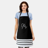 Minimalistische Schwarz-Weiß-Monogramm Schürze (Getragen)