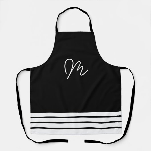 Minimalistische Schwarz-Weiß-Monogramm Schürze (Vorderseite)