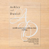 Minimalistische Schwarz-Weiß-Monogramm-Synthese Acryleinladungen (Vorderseite)