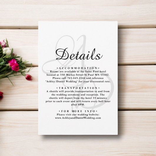 Minimalistische Schwarz-Weiß-Monogramm-Synthese Begleitkarte