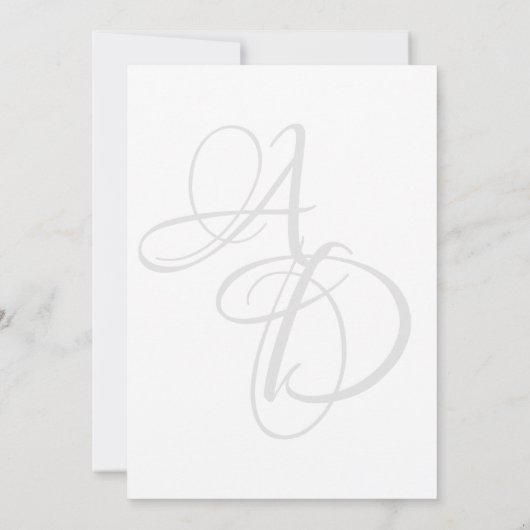 Minimalistische Schwarz-Weiß-Monogramm-Synthese Einladung (Rückseite)