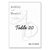 Minimalistische Schwarz-Weiß-Monogramm-Synthese Tischnummer (Vorderseite)