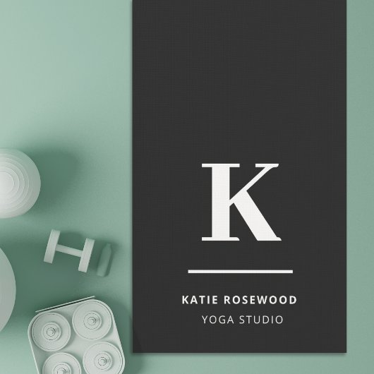 Minimalistische Schwarz-Weiß-Monogramm Yogamatte