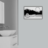 Minimalistische Schwarz-Weiß-Morgenruhe am Strand Poster