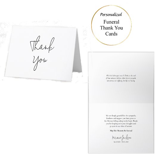 Minimalistische Schwarz-Weiß-Orthodoxe Beerdigung Dankeskarte