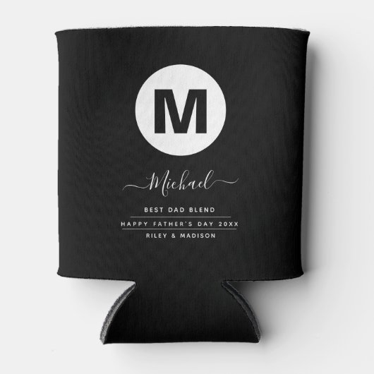 Minimalistische Schwarz-Weiß-Personalisierte Monog Dosenkühler (Vorderseite)