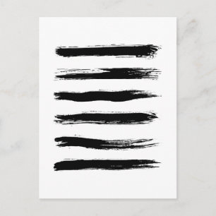 Minimalistische Schwarz-Weiß-Pinselstriche Postkarte