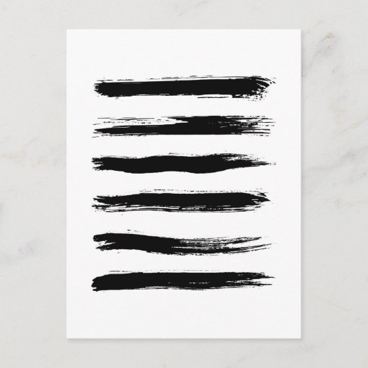 Minimalistische Schwarz-Weiß-Pinselstriche Postkarte (Vorderseite)